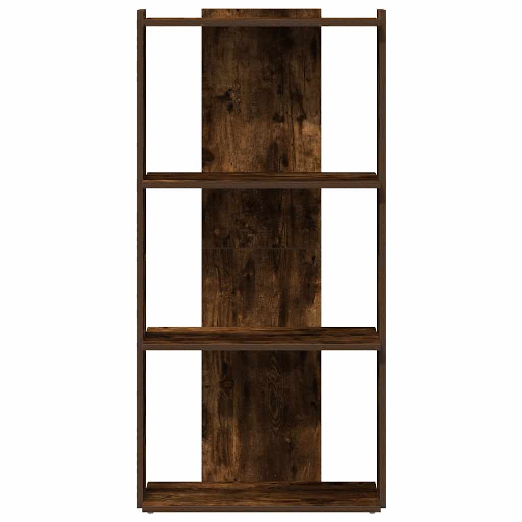 Bookcase 3-Tier Smoked Oak 60x30x120 cm Engineered Wood